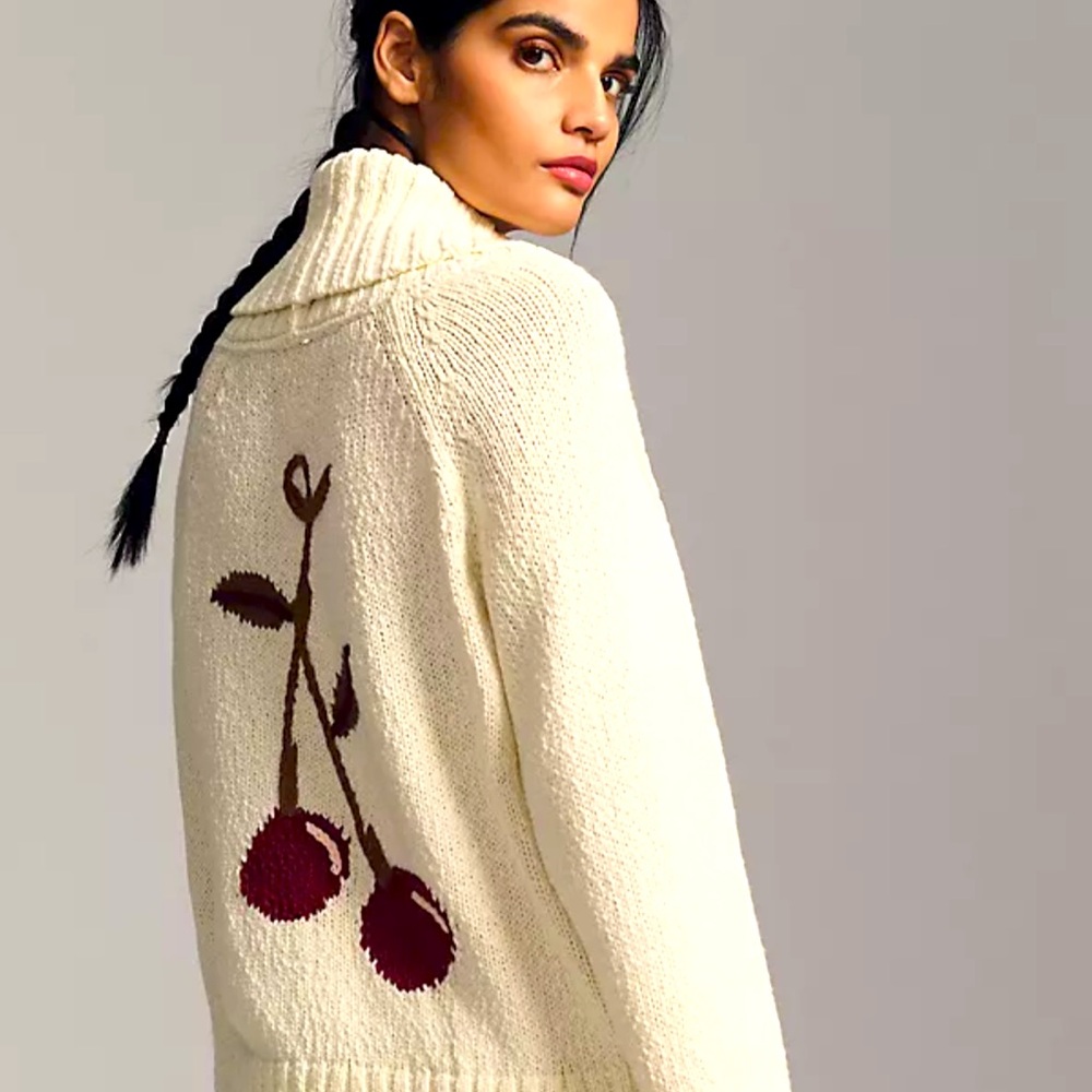 Maeve Anthropologie Cherry Cardigan Sweater Sz 1X